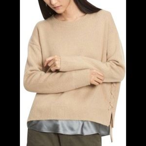 VINCE 100% Cashmere Side Lace-up Pullover Sweater Size Medium